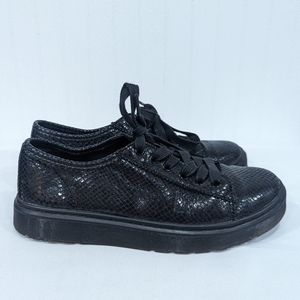 Doc Martens Black Lug Sole Snakeskin Print Sneakers US Size 8 UK 6